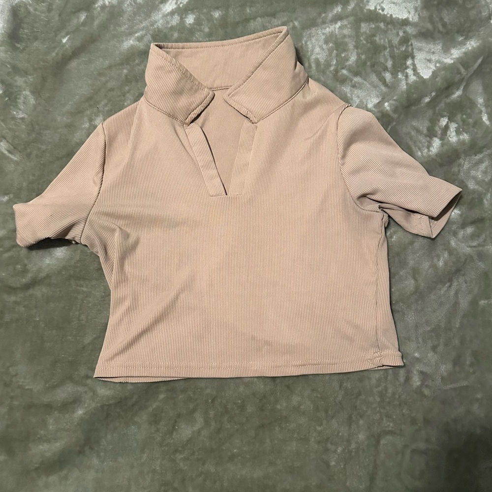 Women's Beige Collared Top